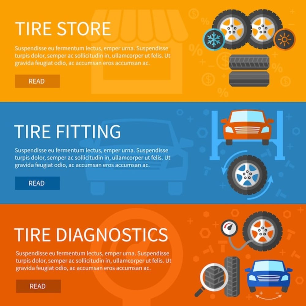 横幅集的轮胎服务汽车修理汽车元件和诊断站